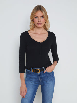 Rowena Cotton Henley shirt L'AGENCE Sale