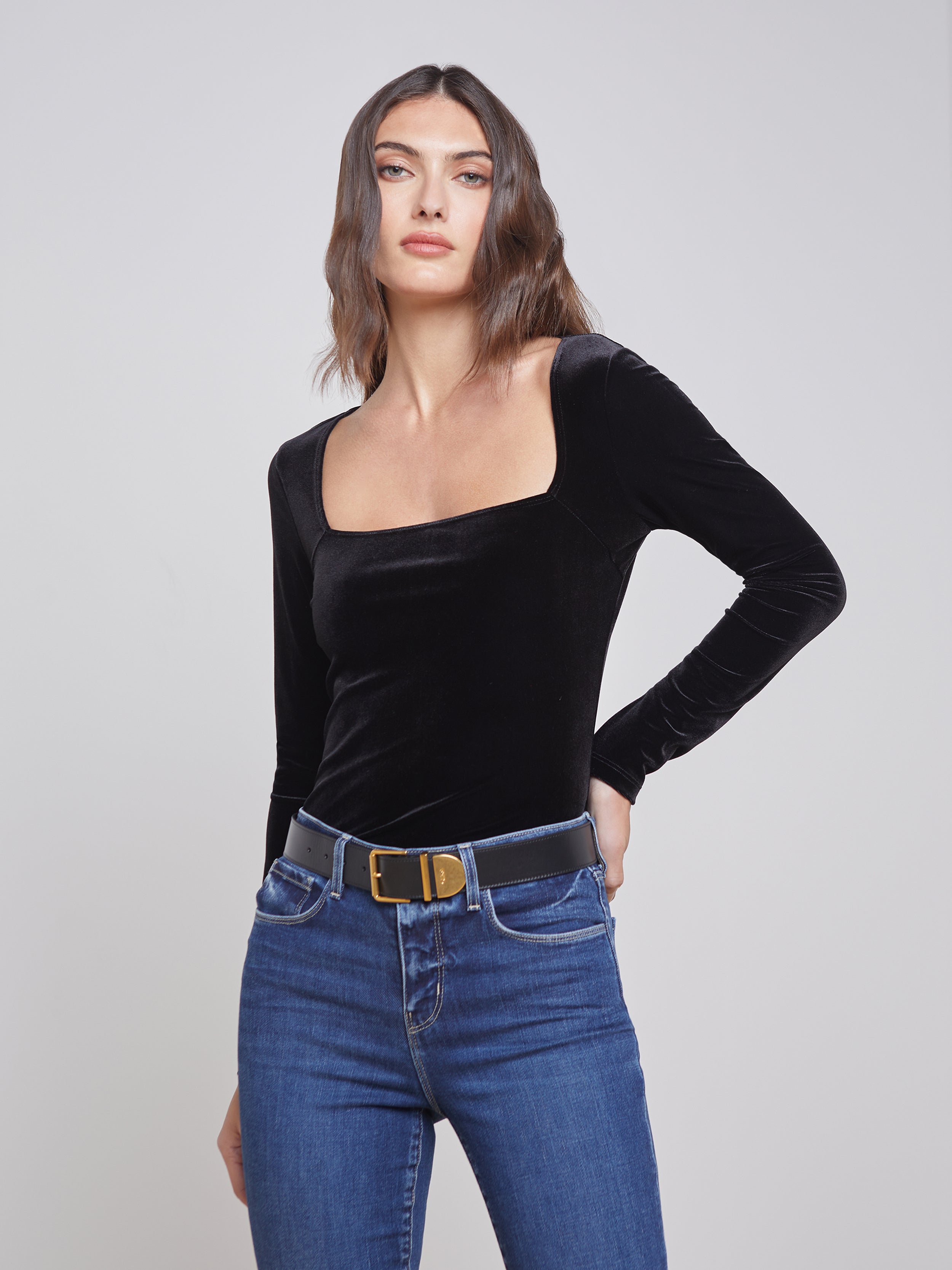 Velvet top long clearance sleeve