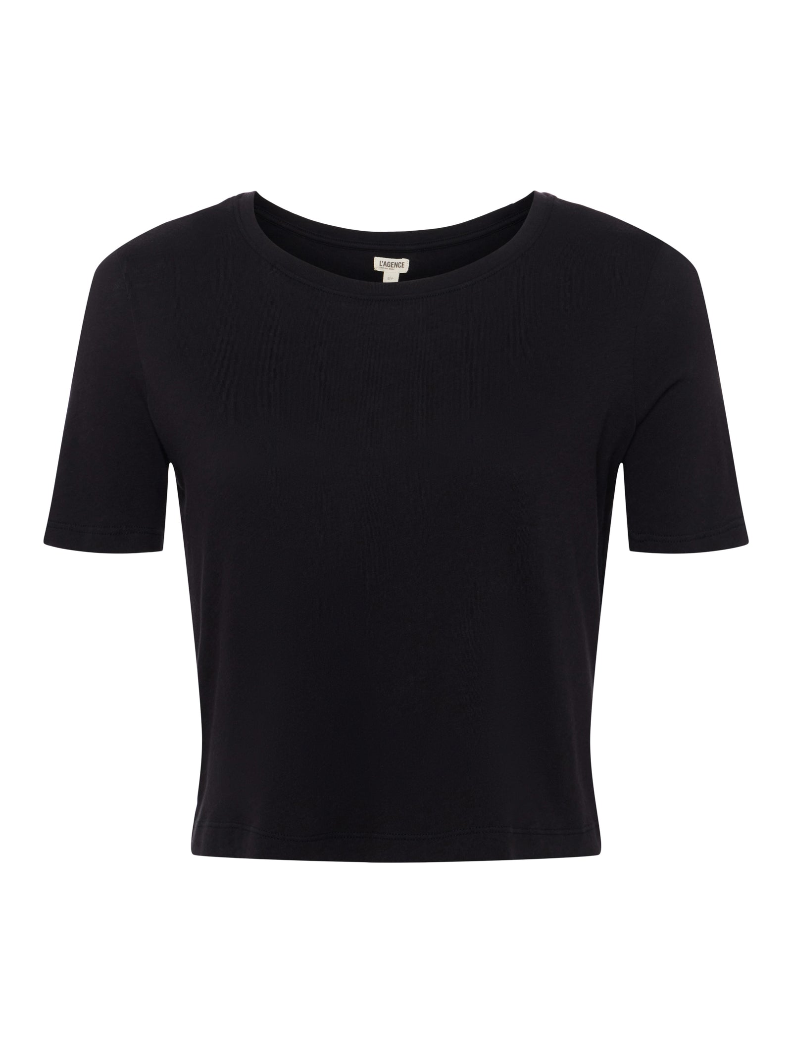 L'AGENCE - Donna Cotton Crewneck Cropped Tee in Black