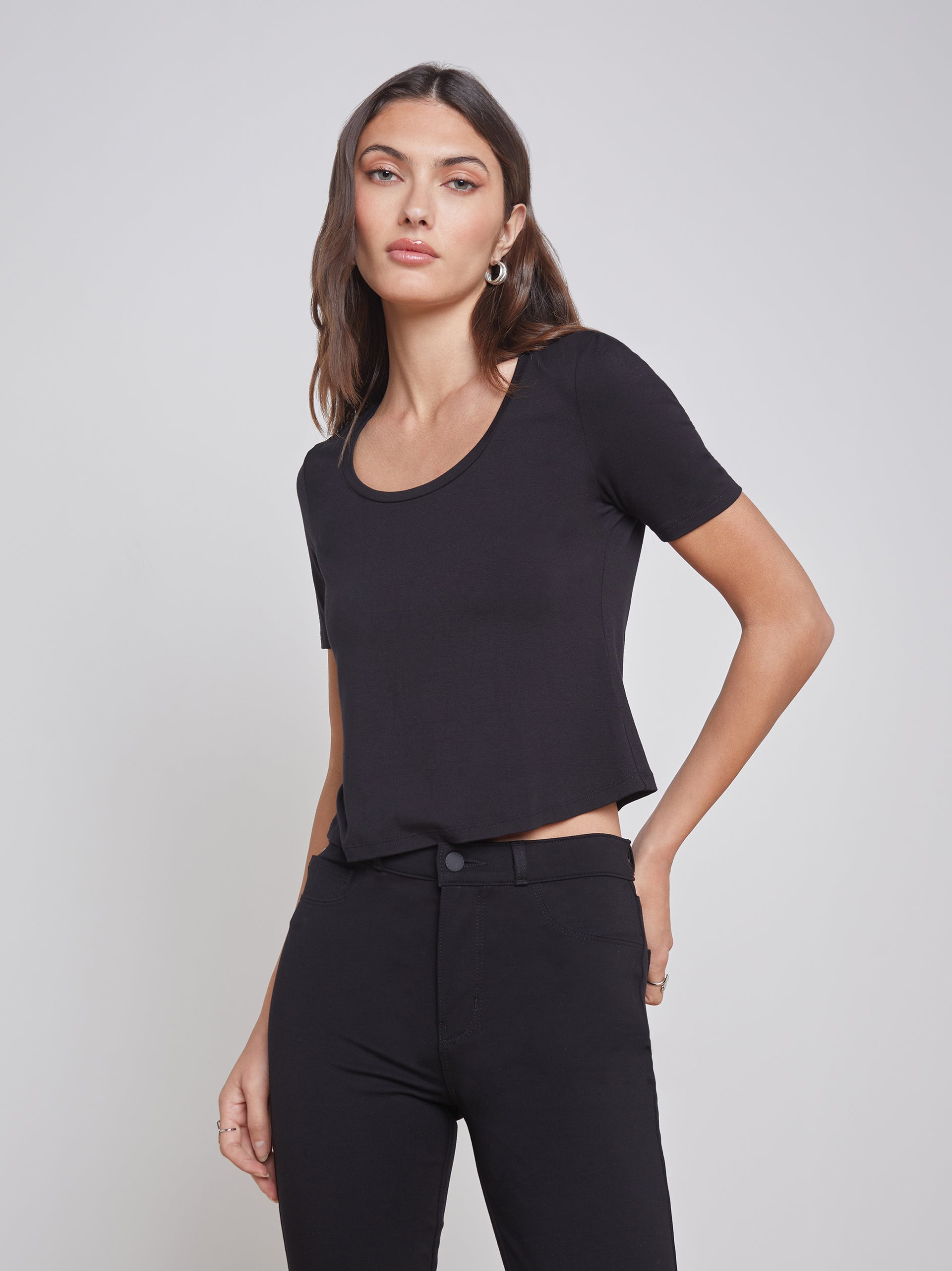 Dana Scoopneck Cropped Tee tee shirt L'AGENCE Sale   