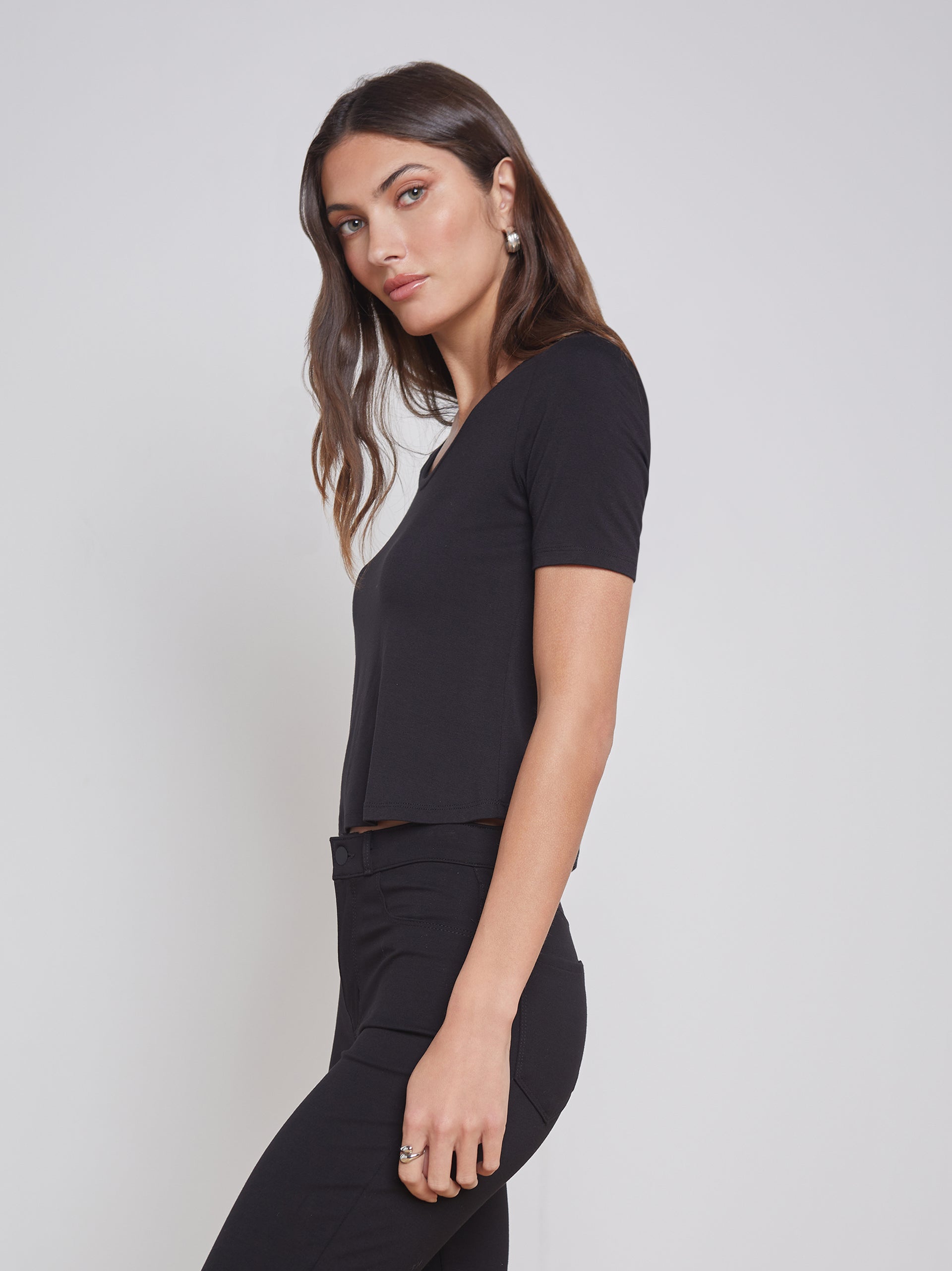 Dana Scoopneck Cropped Tee tee shirt L'AGENCE Sale   