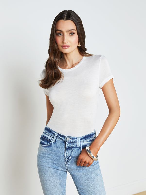 Ellie Cashmere Jersey Tee tee shirt L'AGENCE Sale