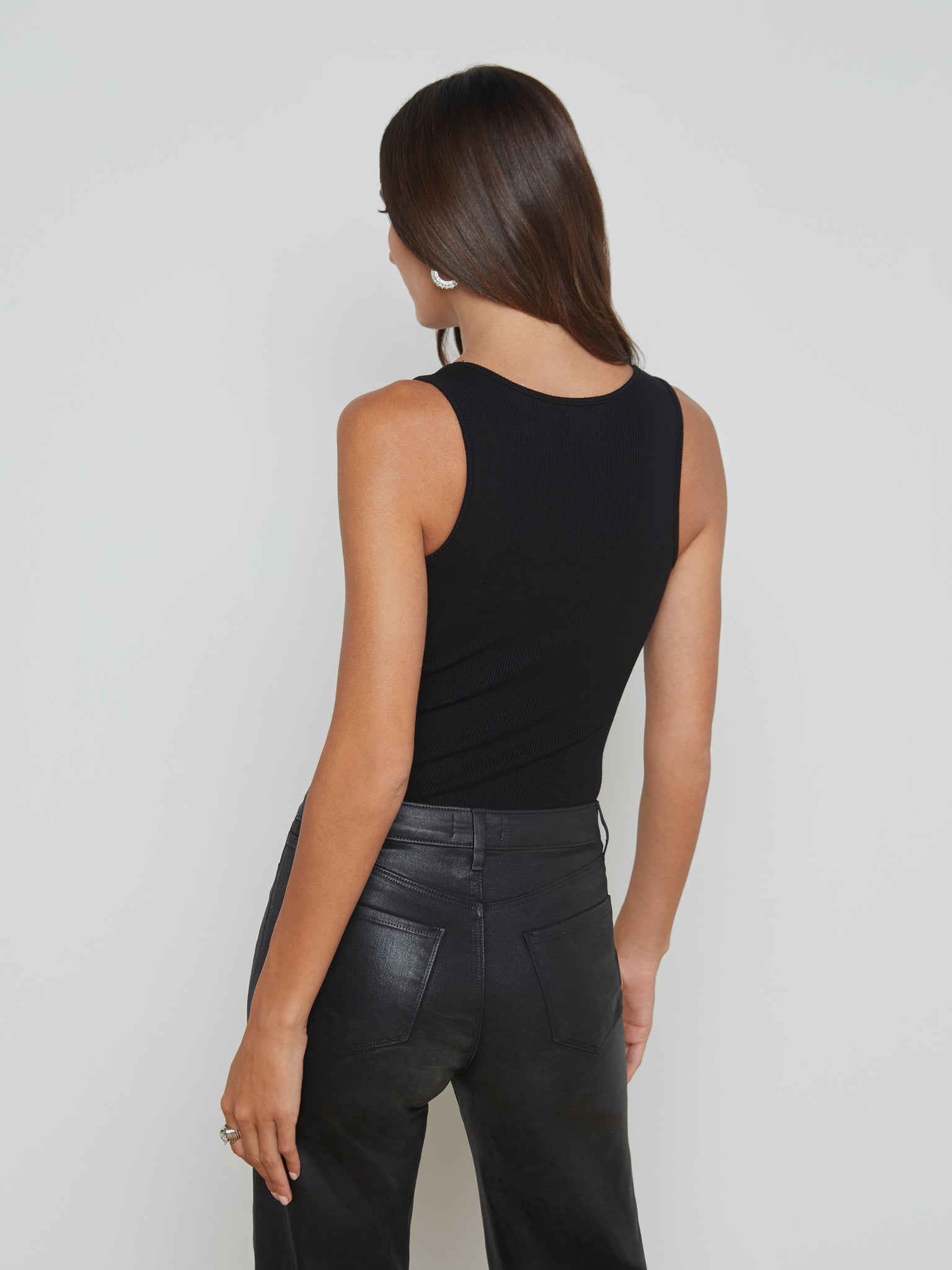 Adira Scoop Neck Tank in Black main image 0