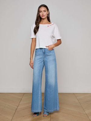Sadie Embroidered Tee tee shirt L'AGENCE