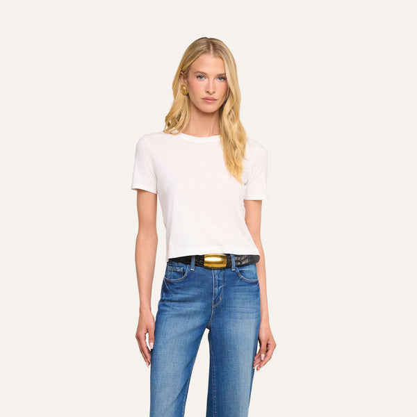 Stormy Cropped Cotton Tee in White | L'AGENCE