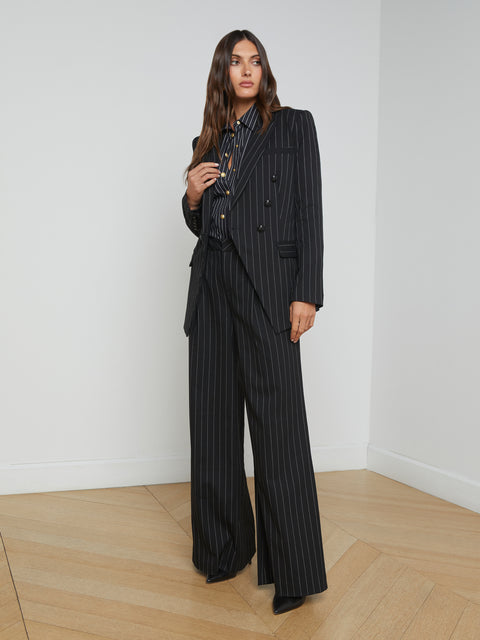 Kendi Pinstriped Long Blazer blazer L'AGENCE   