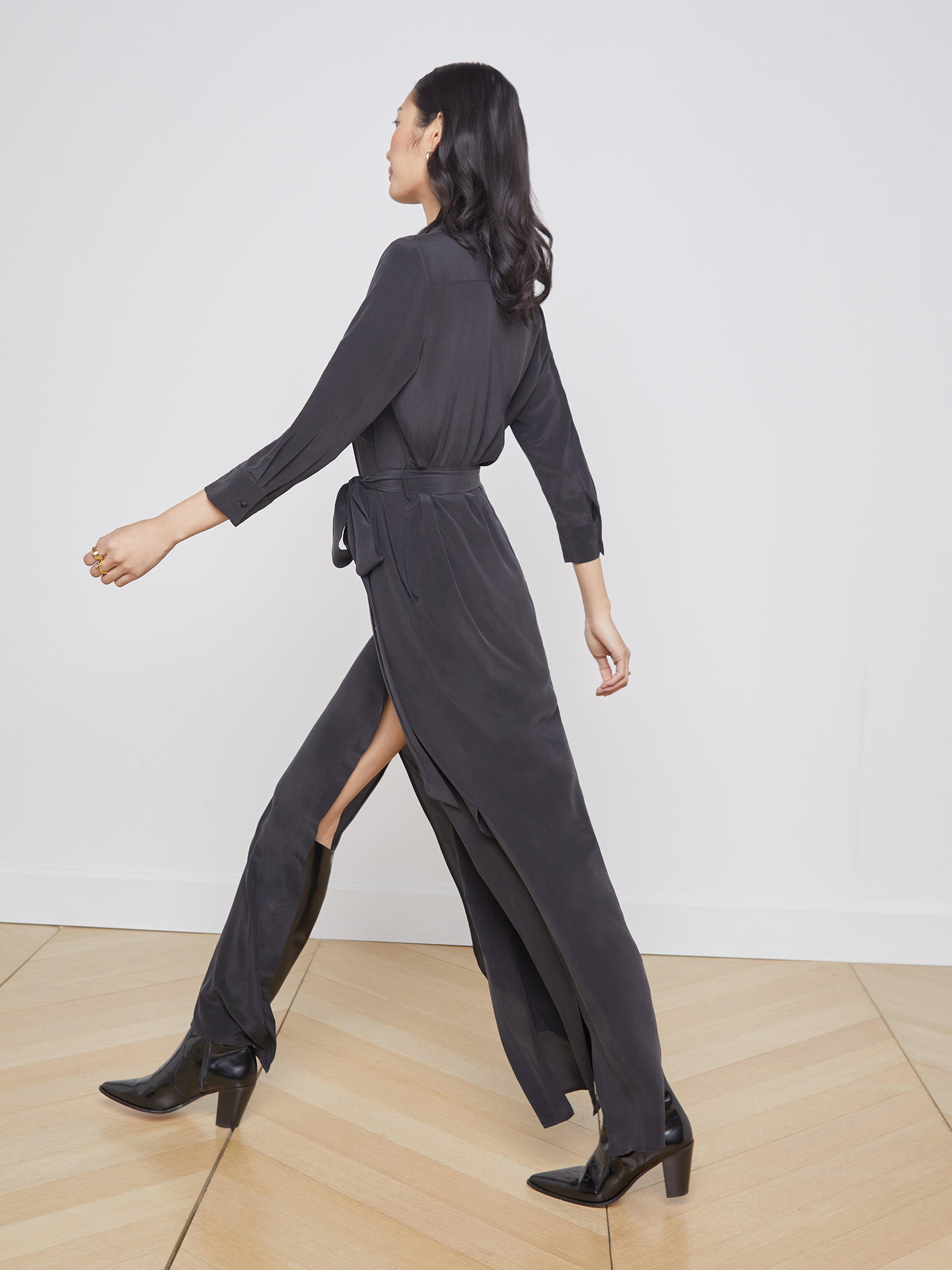 L'AGENCE Cameron Shirt Dress In Black