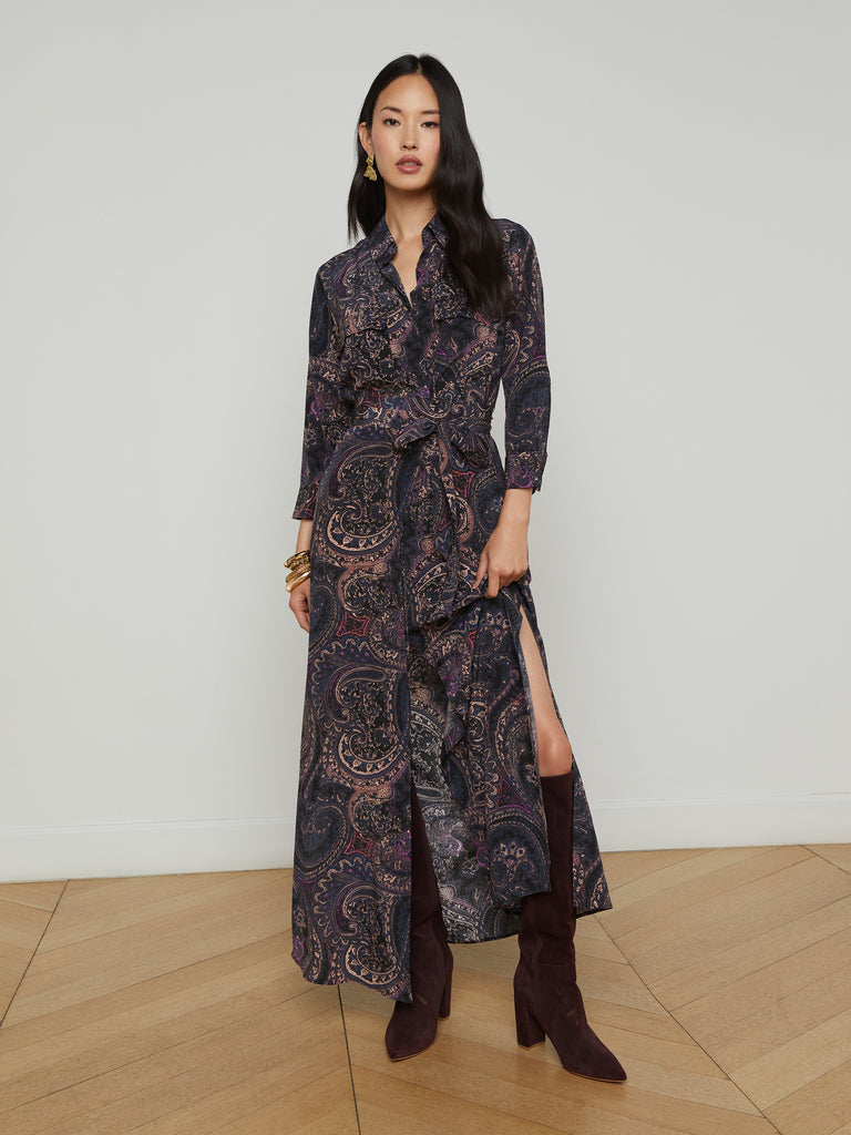 Cameron Silk Shirt Dress dress L'AGENCE   