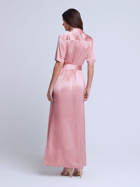 L'AGENCE Klement Shirt Dress in Pink Blush