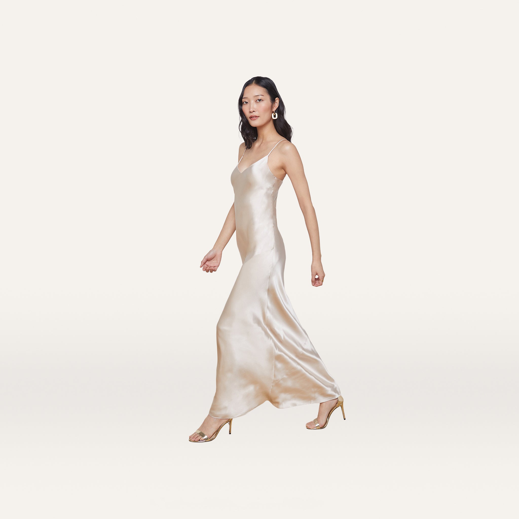 Robe Slip En Soie L'Agence Couleur Ecru - Taille M, Longueur Midi, Portée Seulement 2-3 Fois, Parfait état