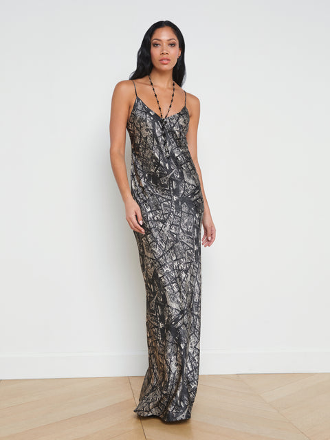 Wrap Maxi Jumpsuit In Sequin Silver | Jenerique | SilkFred US