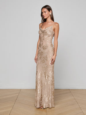 Robe Christine en satin dévoré