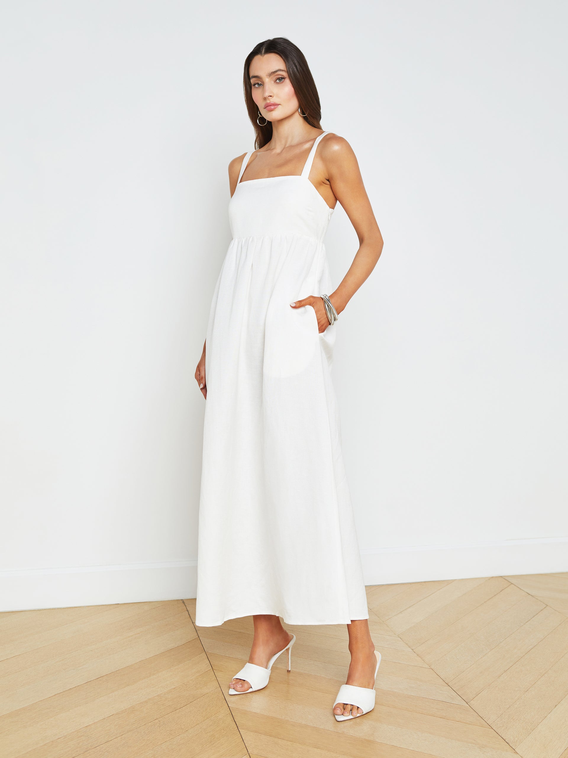 Jessamy Linen-Blend Maxi Dress dress L'AGENCE Sale   