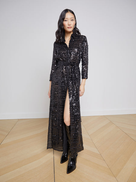 Black sequin hotsell shirt dress