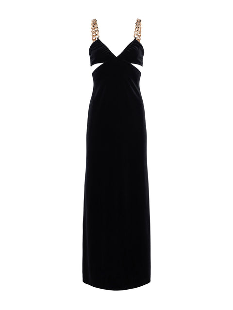 Cutout Velvet Midi Dress in Black - Versace