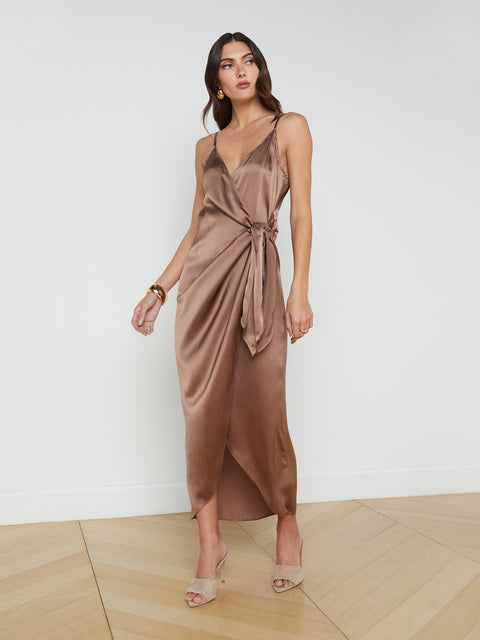 Amilia Silk Wrap Dress dress L'AGENCE   