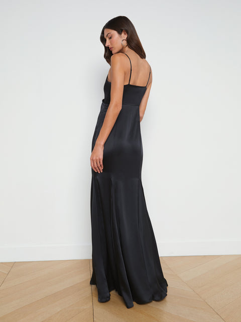 Zanna Silk Lace-Trim Gown dress L'AGENCE   