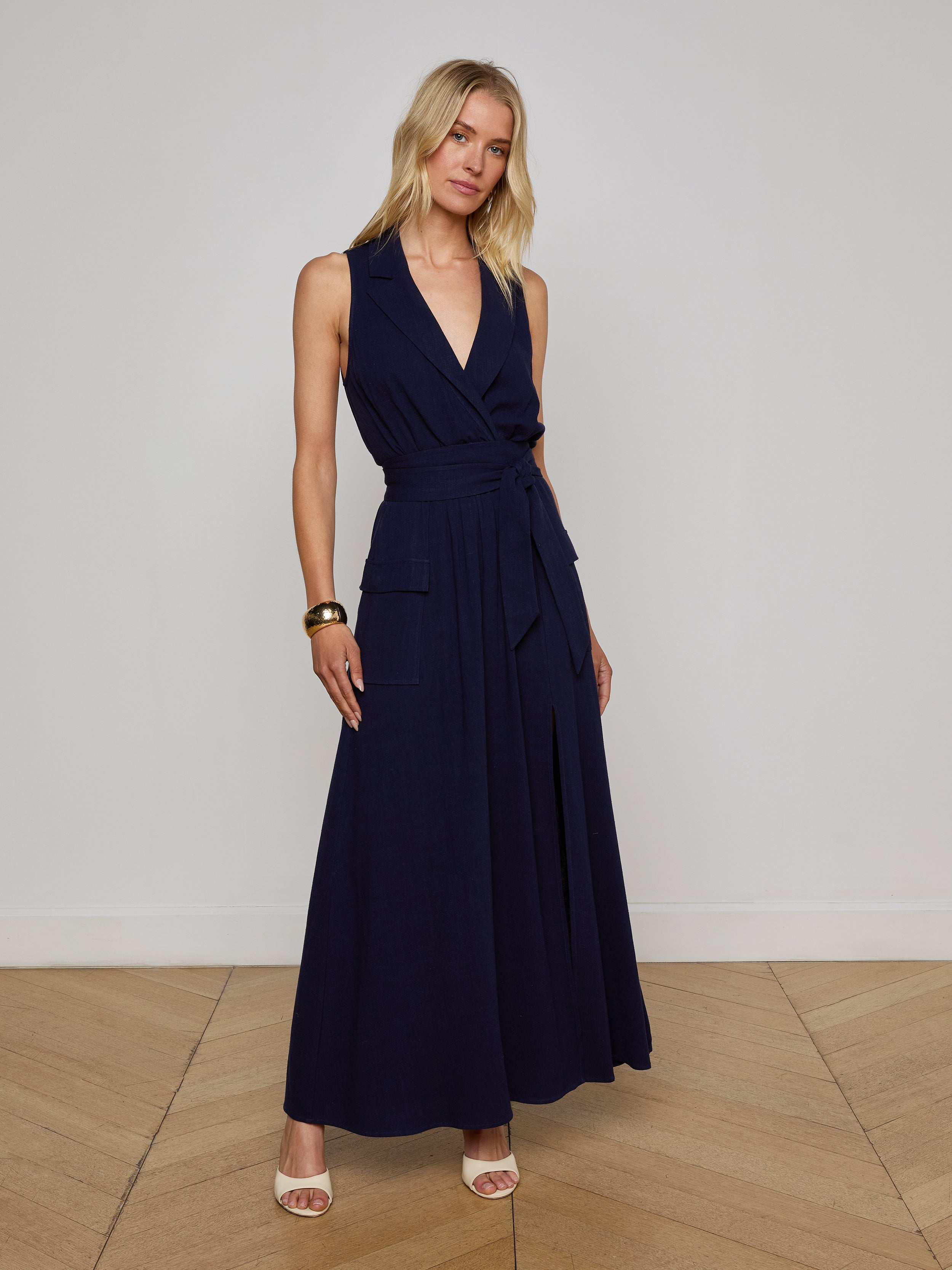Mayer Linen-Blend Maxi Dress dress L'AGENCE