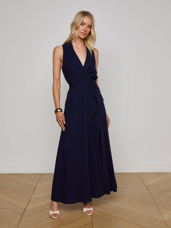 Mayer Linen-Blend Maxi Dress dress L'AGENCE