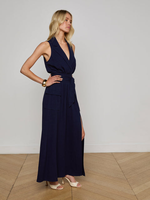 Mayer Linen-Blend Maxi Dress dress L'AGENCE