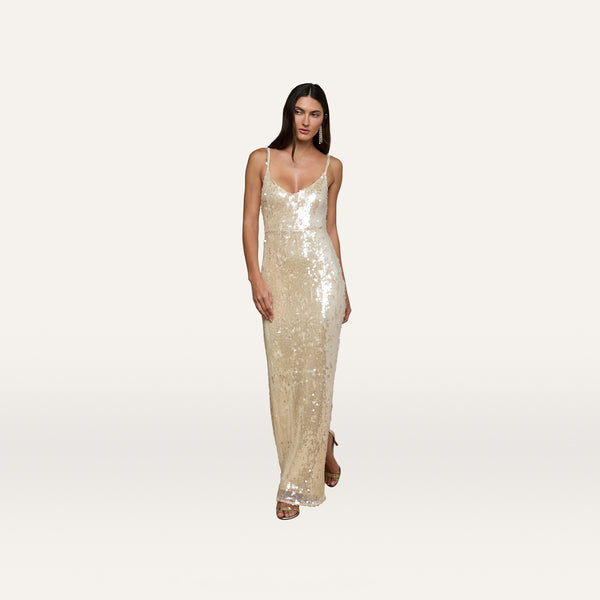 beige sequin dress L'AGENCE Karma Sequined Maxi Dress, Beige, Women's, 16 Casual & Work Dresses Maxi Dresses Size:Customized Size With Headpiece Black Clown Dress - adding to its wow Prom Dress New Arrival