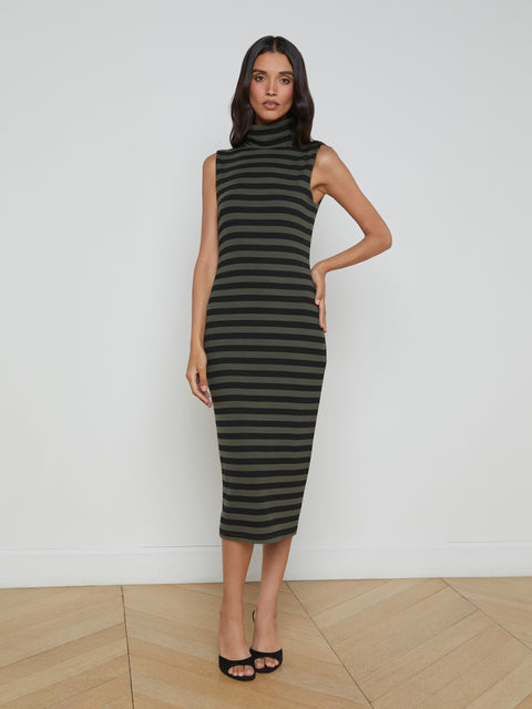 Brita Striped Turtleneck Dress dress L'AGENCE Sale