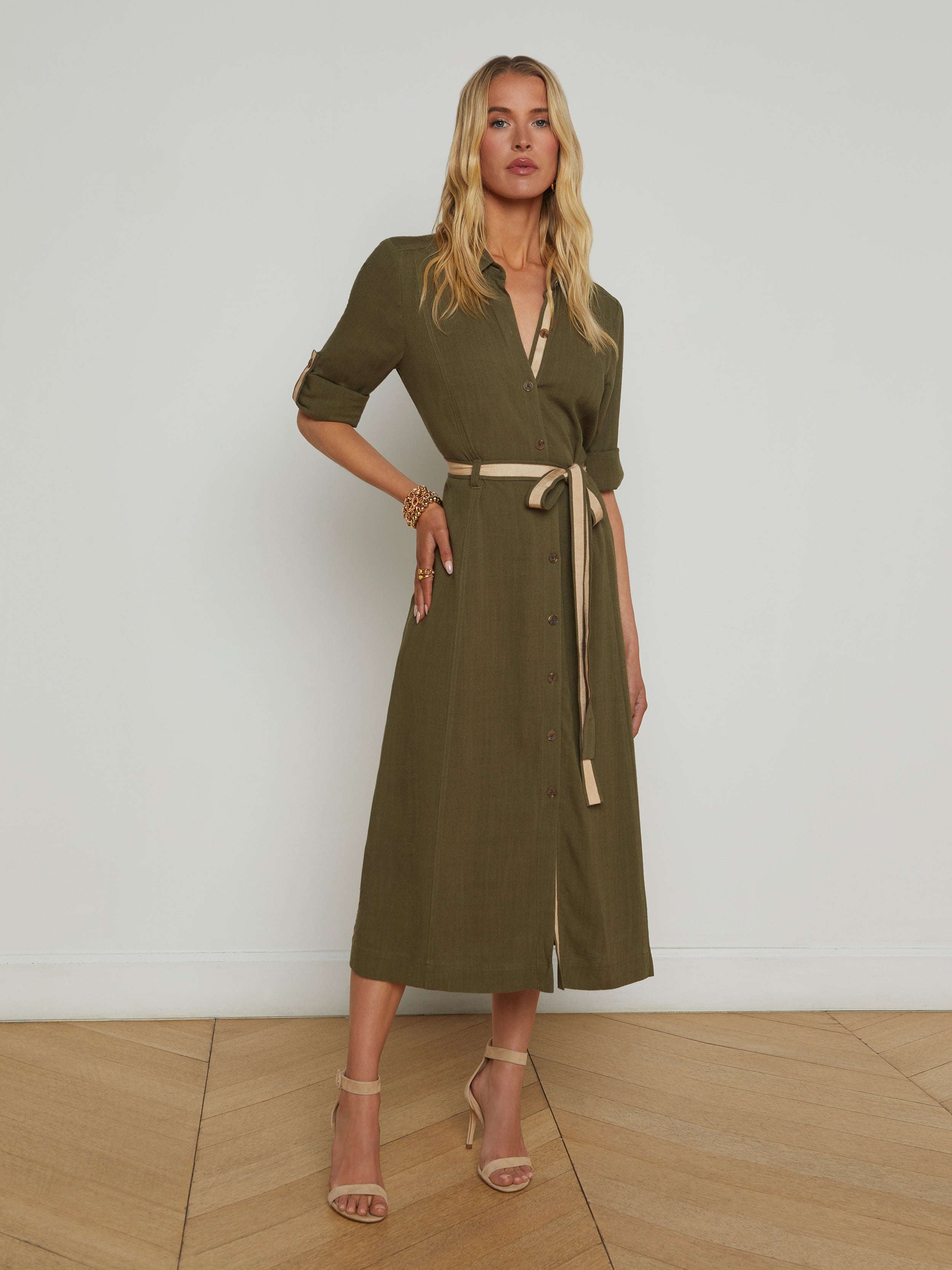 Malika Linen-Blend Shirt Dress dress L'AGENCE