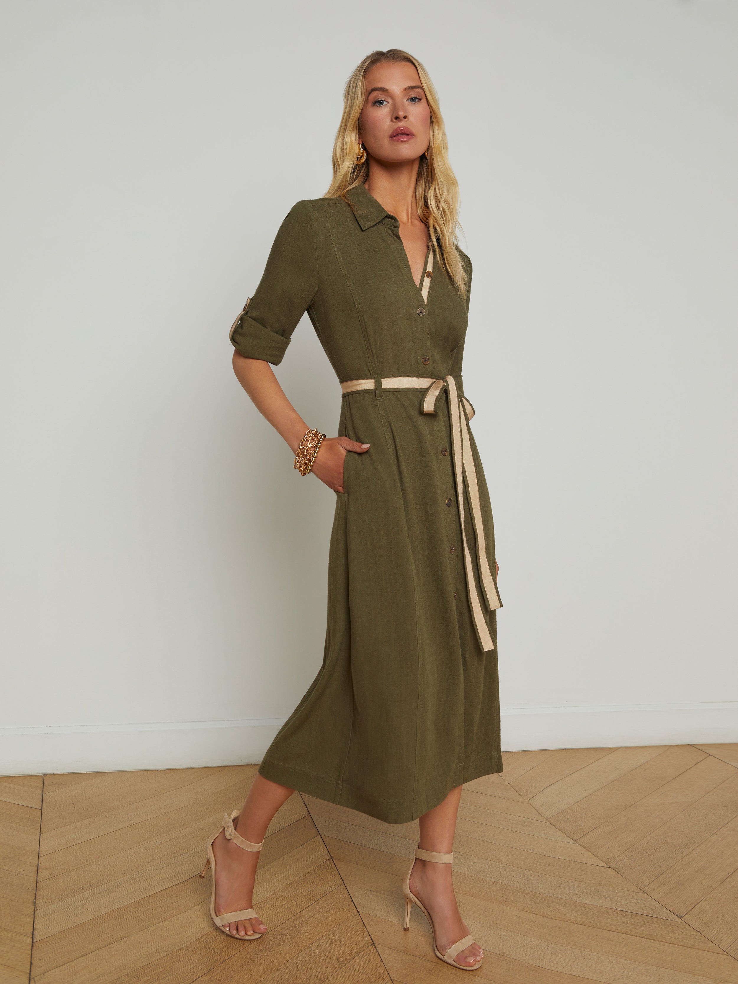 Malika Linen-Blend Shirt Dress dress L'AGENCE