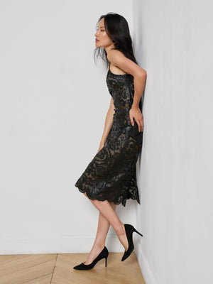 Kazuko Vegan Leather Dress in Black L'AGENCE1