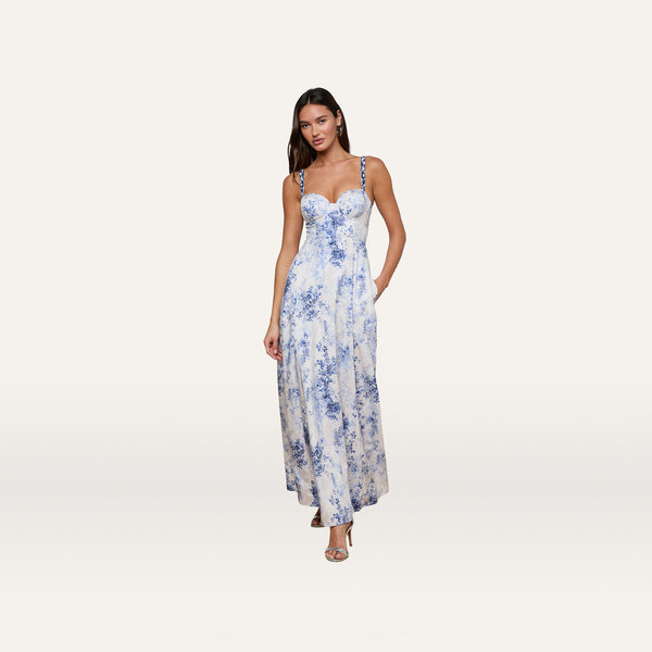 blue and white floral long dress L'AGENCE Sutton Maxi In Ivory/Blue Watercolor Lace Paisley Category:BRIDESMAID DRESSES Christmas Creators, Makers & secure fit Color:Diamond white (off-white)