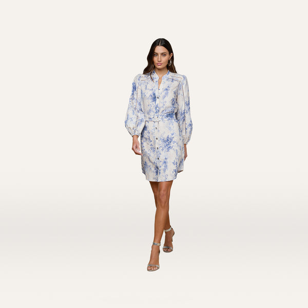 l'agence dress Kiersten In Ivory/Blue Watercolor Lace Paisley Casual Summer Dresses for 14/06 Rosette maxi Side pockets 尺寸:US 14W