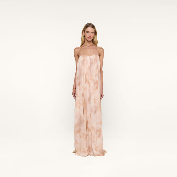 strapless tie dye maxi dress L'AGENCE Raine Gown In Frappe Multi Regular Wash '90s Sheer Floral Maxi Color:Grey Heather Tartan Plaid vday2026