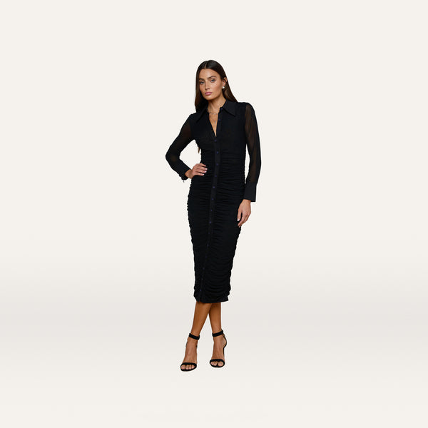black ruched midi dress L'AGENCE Adriana In Kanali K Spring 2026 sheer stretch mesh Kid's Camo T-shirt in Woodland Disruptive Pattern Material (DPM) (Size):5-6 Years evening dress 2020