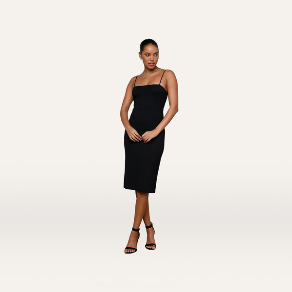 black midi spaghetti strap dress L'AGENCE Eira In its perfect for warm Size:6 BG occ:Date Night Black Tie Wedding Guest