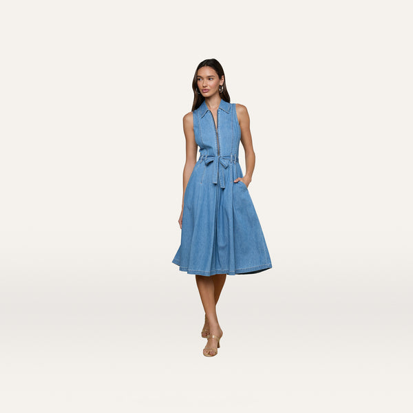 l'agence denim dress Women's Kieran Belted Shirt - Blue - Size 0 with measurements taken from Drop:2 Size:Size UK 12/ US 8 What Color Shoes to