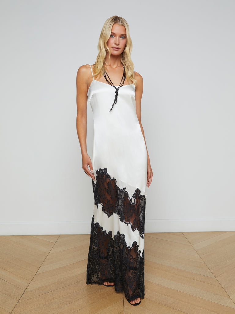 Silvana Silk Lace Gown dress L'AGENCE   