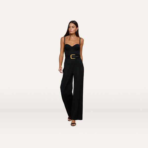 Jessa Bustier Jumpsuit in Black | L'AGENCE