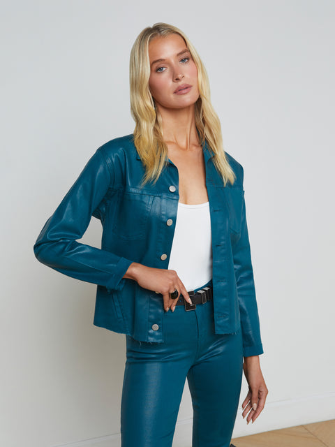 Janelle Coated Denim Jacket jacket L'AGENCE   