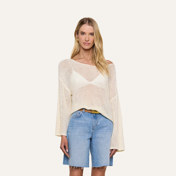 Ethan Knit Pullover in Vanilla | L'AGENCE Ethan Knit Pullover in Vanilla | L'AGENCE