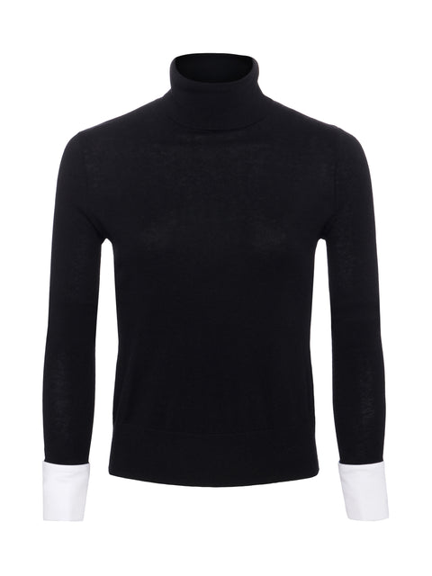 Flora Poplin Cuff Turtleneck sweater L'AGENCE   