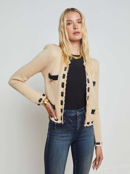 L'AGENCE - Astor Cardigan in Biscuit/Black