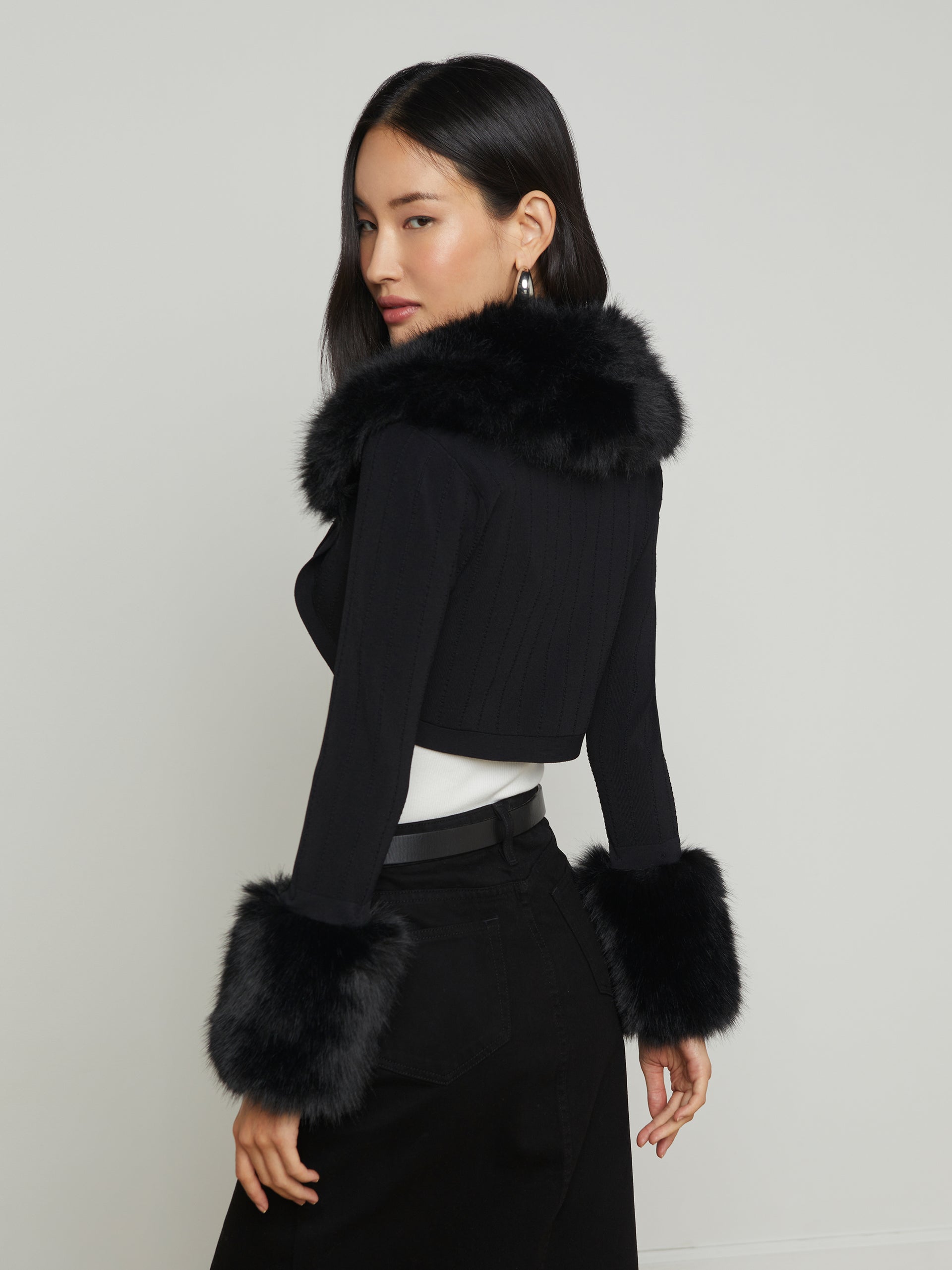 Haru Faux Fur Shrug cardigan L'AGENCE