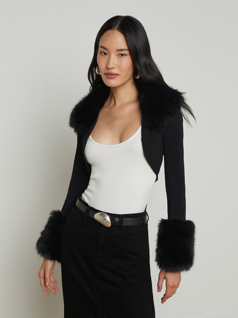 Haru Faux Fur Shrug cardigan L'AGENCE