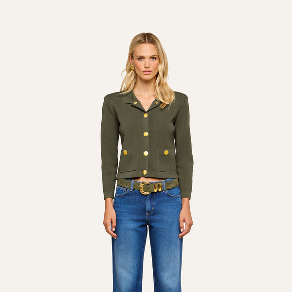 Osiris Cardigan in Army/Gold | L'AGENCE