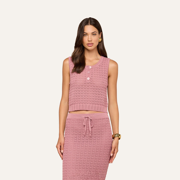 Carven Pointelle Knit Tank in Lilas | L'AGENCE