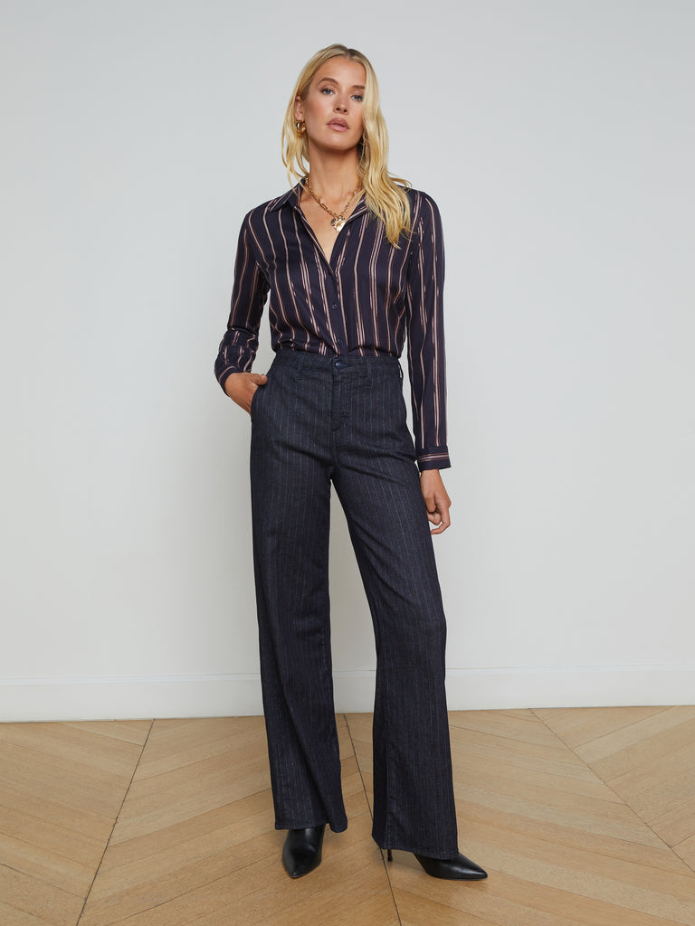 Angeline Pinstriped Trouser trouser L'AGENCE   