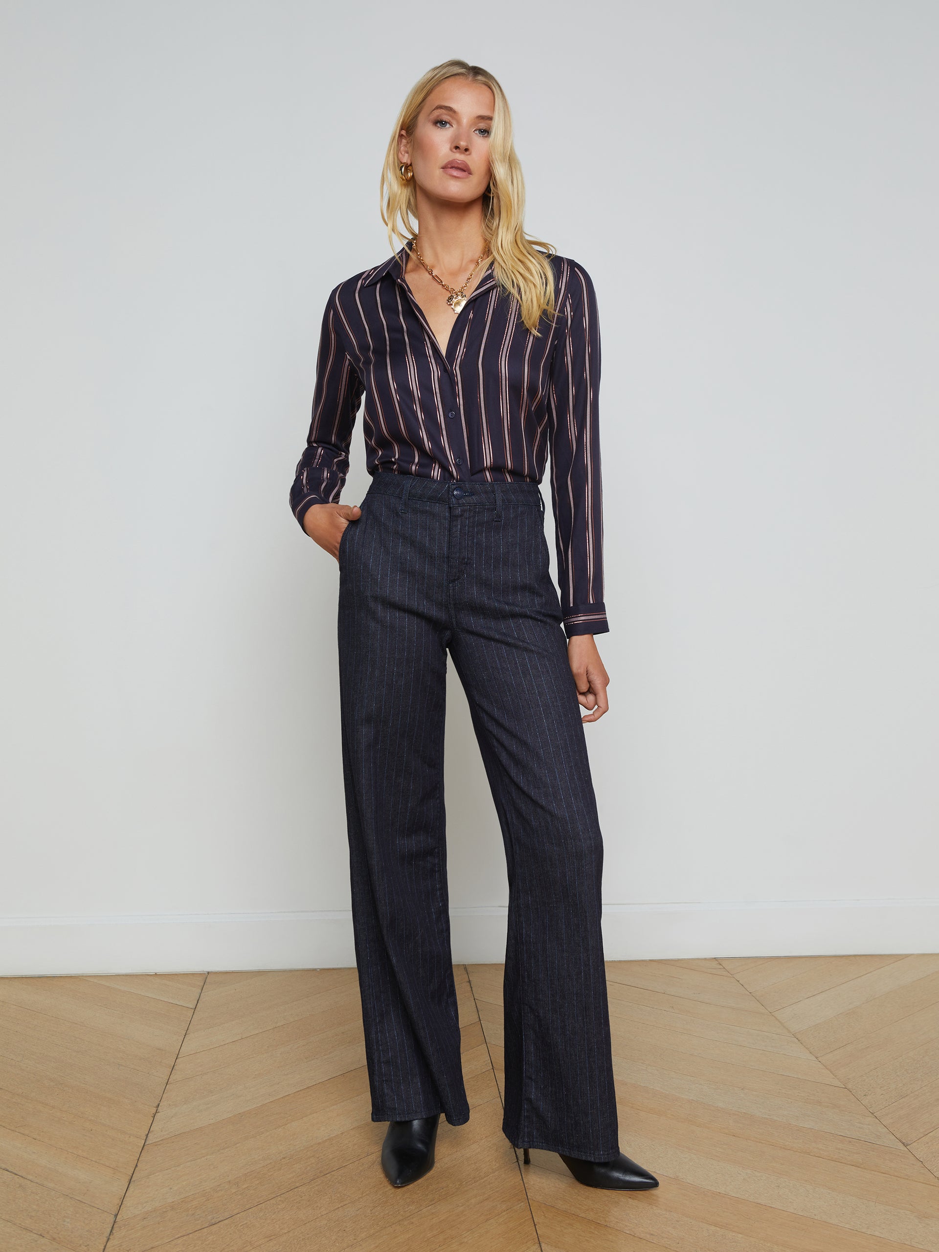 Angeline Pinstriped Trouser pant L'AGENCE Sale