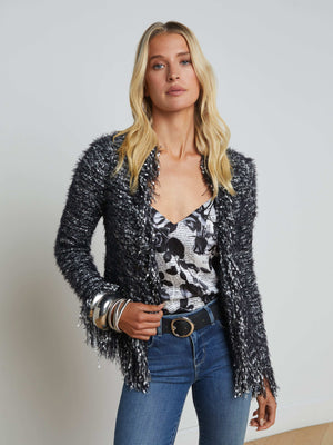 Azure Fringe Cardigan Blazer blazer L'AGENCE Sale