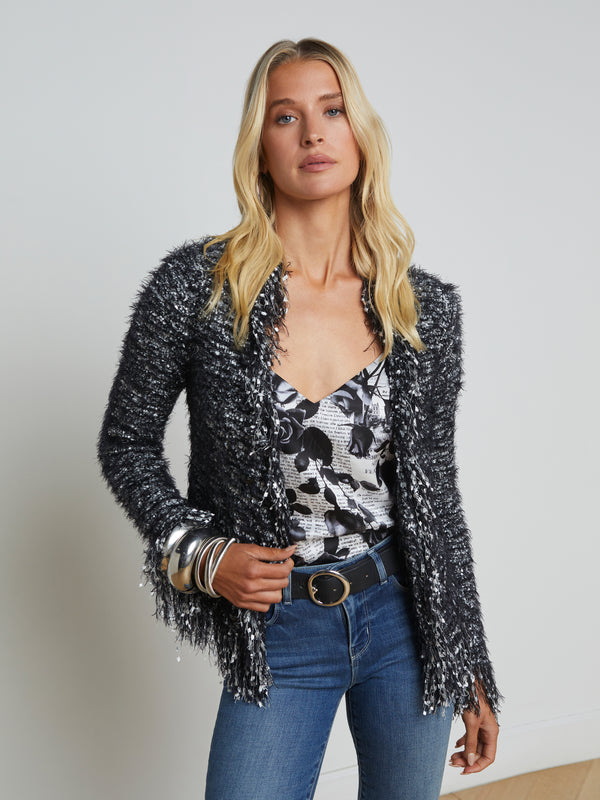 Azure Fringe Cardigan Blazer blazer L'AGENCE Sale