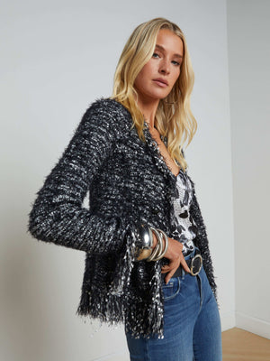 Azure Fringe Cardigan Blazer blazer L'AGENCE Sale